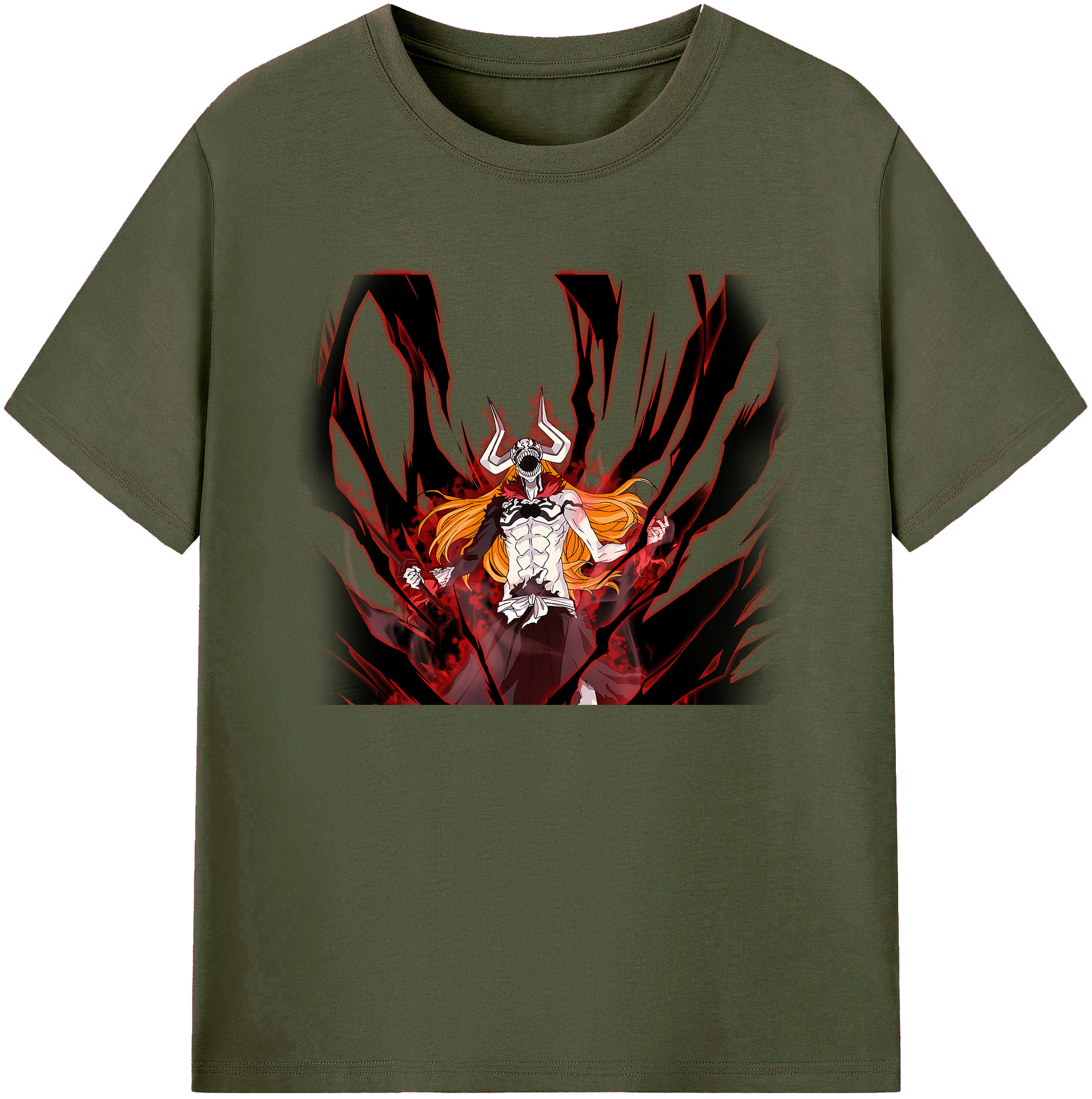 （画像用） ブリーチ 黒崎一護（くろさき いちご）BLEACH Kurosaki Ichigo 綿100％ メンズ半袖Tシャツ｜肌触りやわらか＆通気性